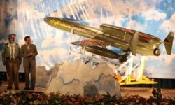 Mahmoud Ahmadinejad at a ceremony inaugurating Iran’s new long-range unmanned bomber aircraft.jpg